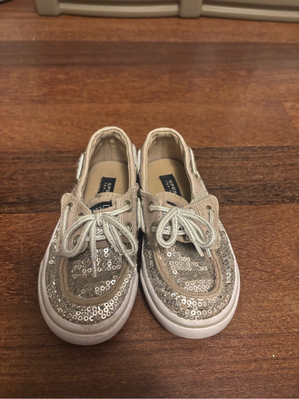 Sperry Kids Sequin Boat Shoes in Silver Metallic
